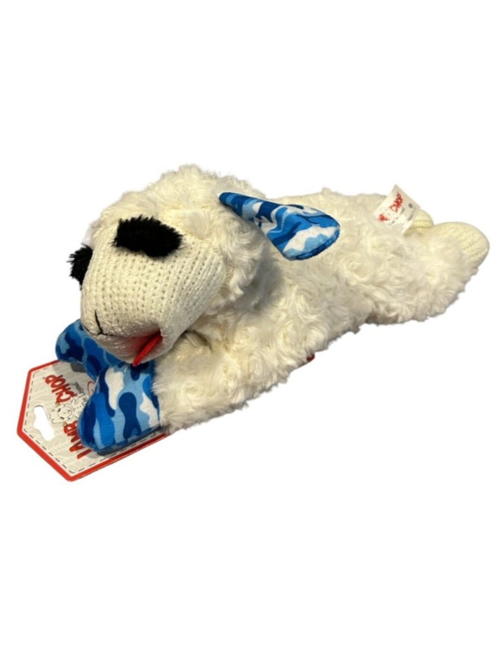 Lamb Chop 11" Plush Squeak Dog Toy Blue Camo Ears & Front Paws